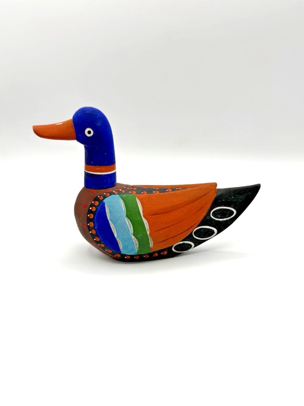 Hand Painted Wooden Duck Pair Figurines Folk Art Decor Wedding Ducks Set of 2 - Picture 8 of 16